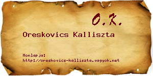 Oreskovics Kalliszta névjegykártya
